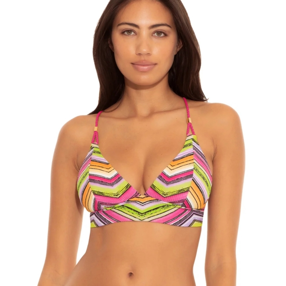 NWOT Becca Reversible Banded Halter Bikini Top - Picture 2 of 7